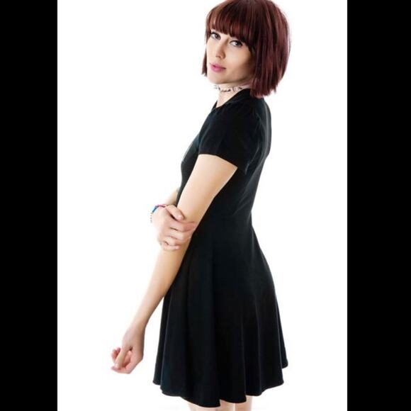 WILDFOX LOVED Womens Black Short Sleeve Baby Tee Swing Dress Mini Size XS - Picture 5 of 11